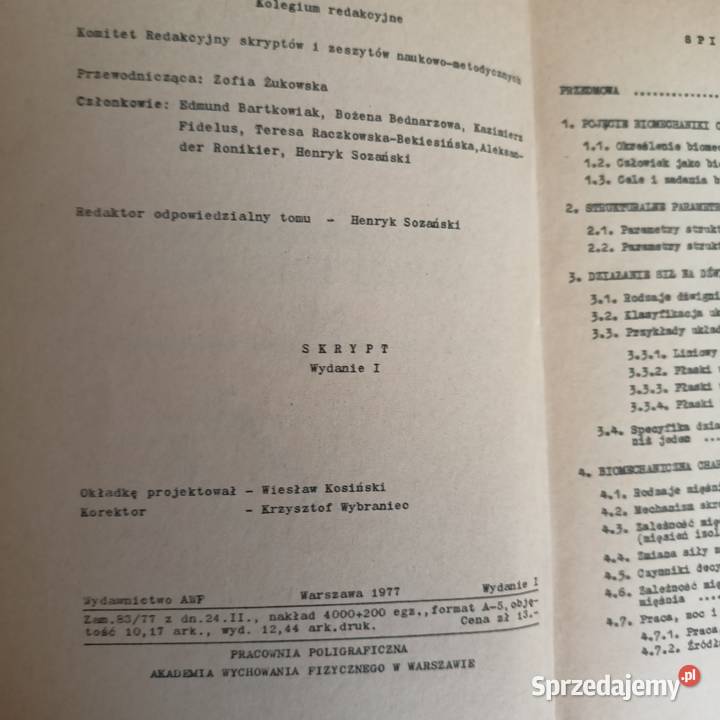 Zarys biomechaniki książki wysyłka Trójmiasto pomorskie Gdańsk