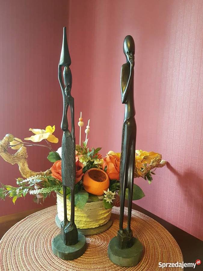 Dwie wysokie egzotyczne Figurki afrykańskie z