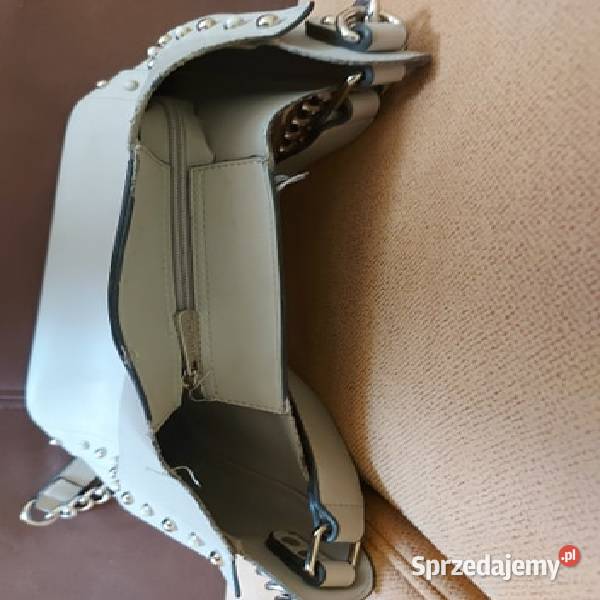 Szara Duża Torba Skórzana Na Ramę Na Zamek Torby i torebki Drezdenko