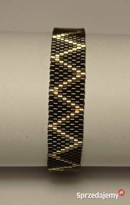 BRANSOLETKA KORALIKOWA CZARNA W ZYGZAK mazowieckie Warszawa