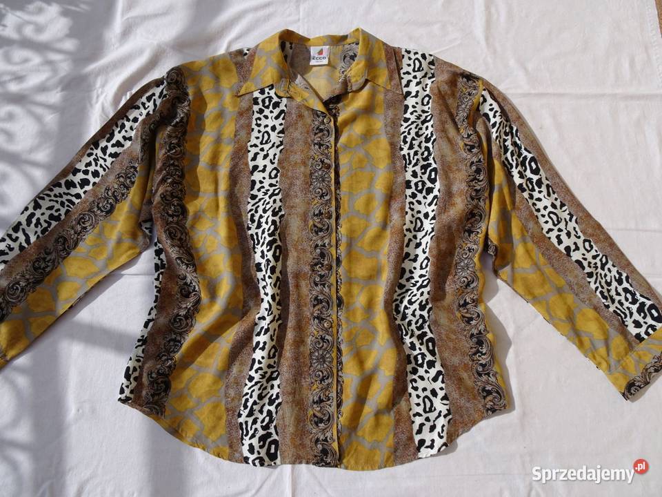 CA ECCO koszula Vintage wiskoza 44 46 48 brązowy/beżowy Nowy Sącz