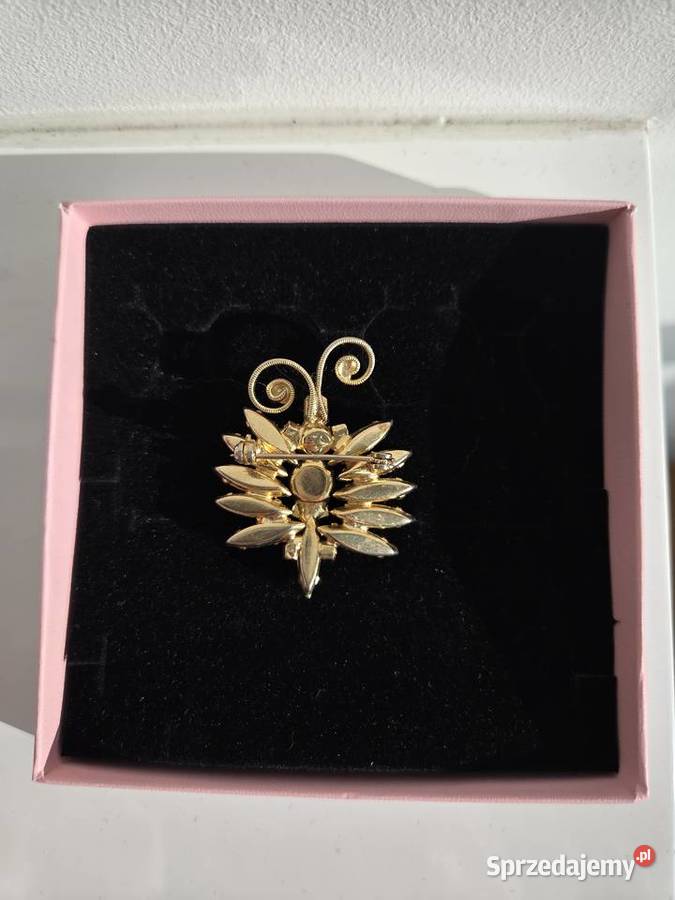 Kolorowa broszka owad zielona złota niebieska Liszki