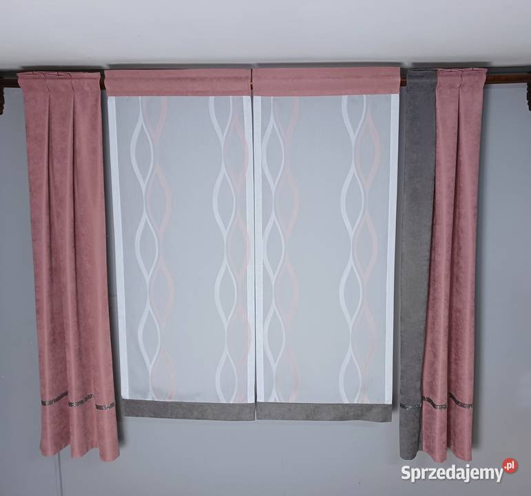 Firanki komplety pudrowy róż Firany Częstochowa