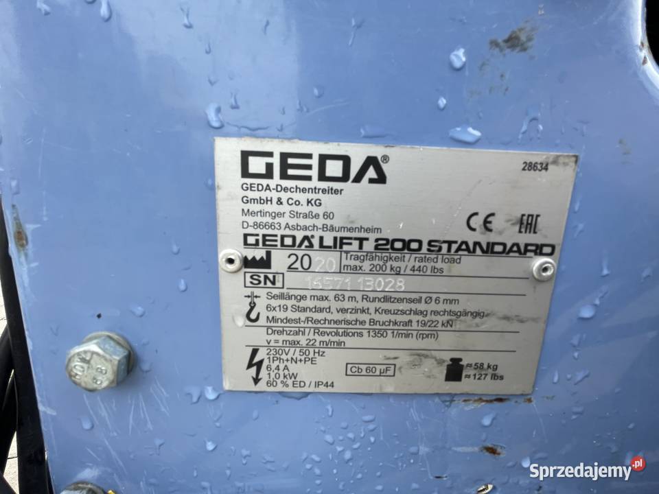 Winda draboma dekarska 2020 Geda Lift Standard wielkopolskie Ślesin