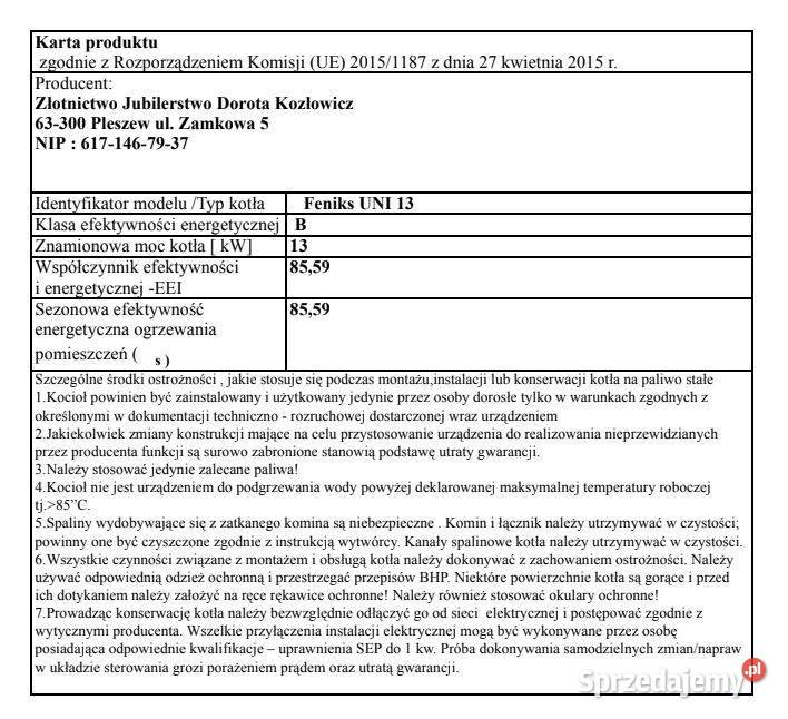 KOCIOŁ Węgiel 13 kW Klasa 5 Piece KOTŁY Drewno
