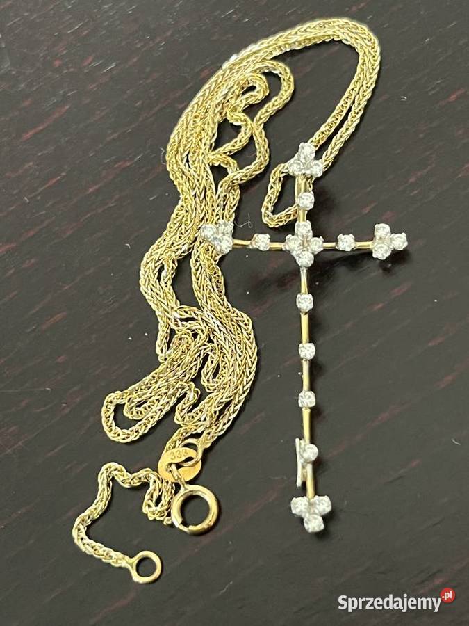 XIXXX w krzyżyk złoty z diamentami i łańcuszkiem złoto Zegarki i Biżuteria Mrągowo sprzedam