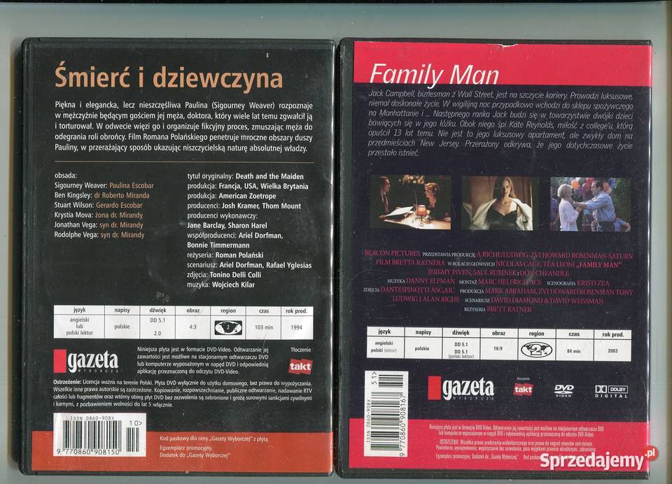 Family Man Śmierć i dziewczyna 2 filmy DVD Filmy Szczecin sprzedam