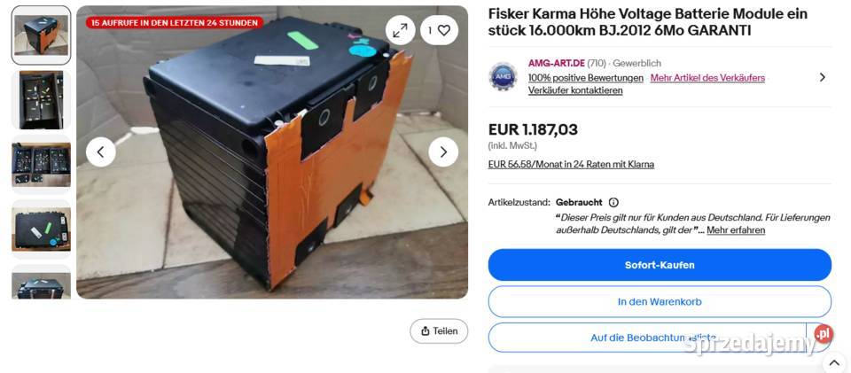 Baterie Bateria 16tkm Fisker Karma 2012 Moduł Grodzisk Mazowiecki