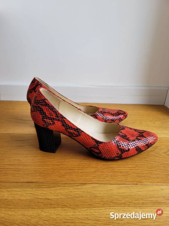 Czerwone czółenka buty na obcasie skórzane inna Liszki sprzedam