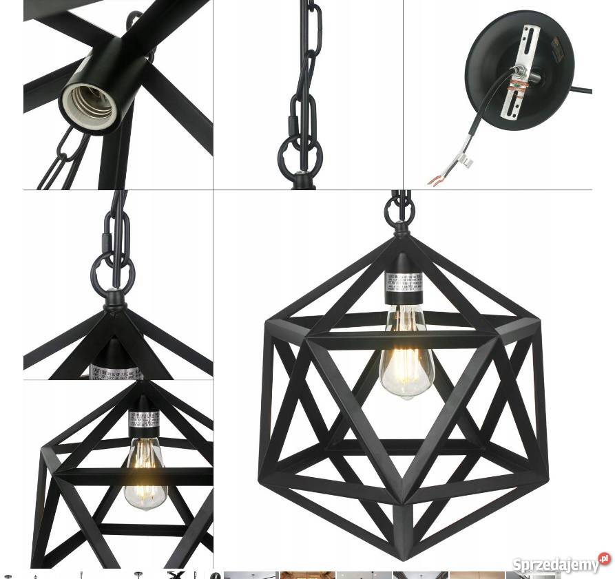 LAMPA SUFITOWA WISZĄCA W STYLU LOFT CZARNA METAL Białystok