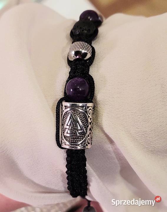 BRANSOLETKA STAL AMETYST LAWA RUNA PUDEŁKO Poraj