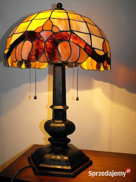 Oryginalna lampa z witrażem na stolik komodę Skierniewice