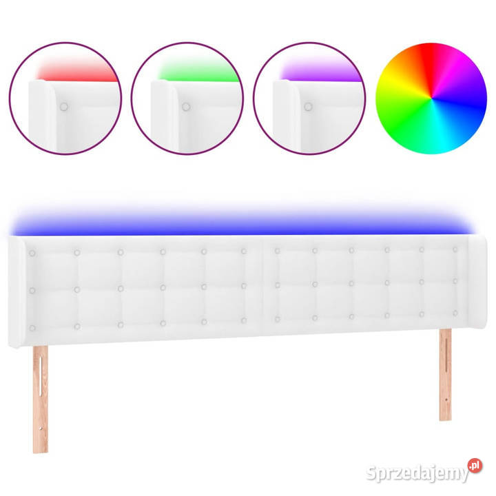 Zagłówek do łóżka z LED biały 163x16x7888 mazowieckie Warszawa