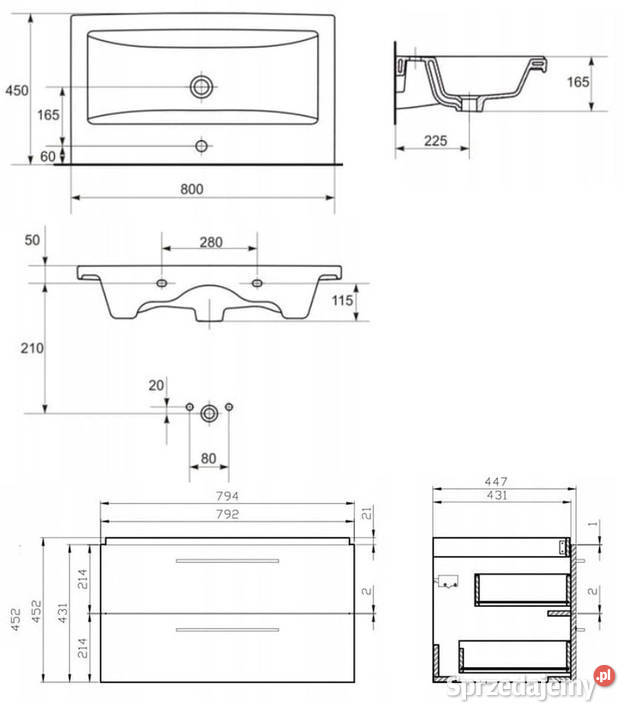 CERSANIT Umywalka meblowa COMO 90 Zakopane