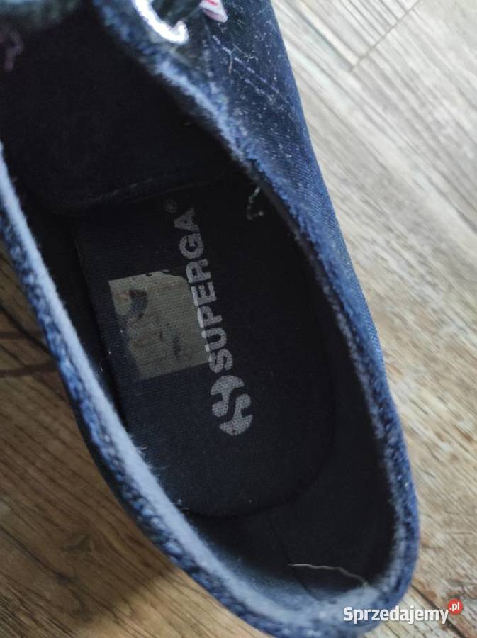 welurowe trampki granatowe superga 35 idealny Białka
