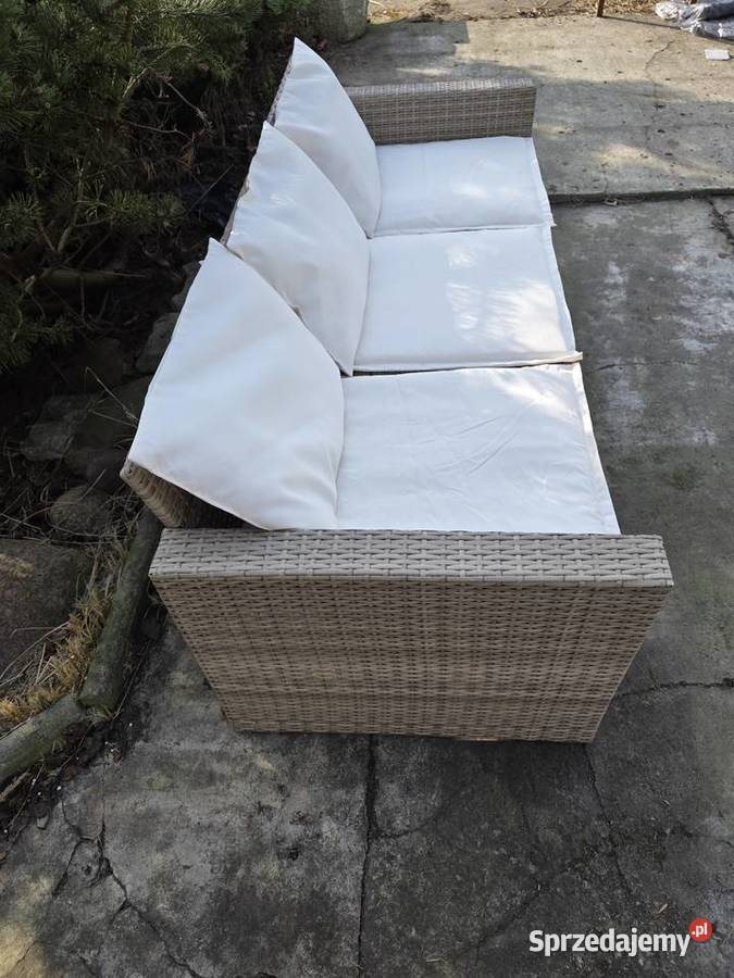 Sofa ogrodowa z poduszkami 3osobowa beżowa Wschowa