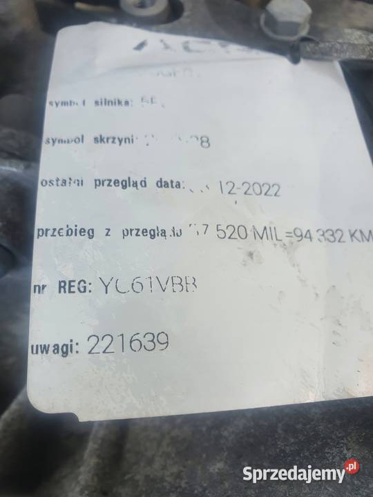 Peugeot 207 14 VTI SKRZYNIA BIEGÓW 94 20TS28 Układ napędowy Rudka