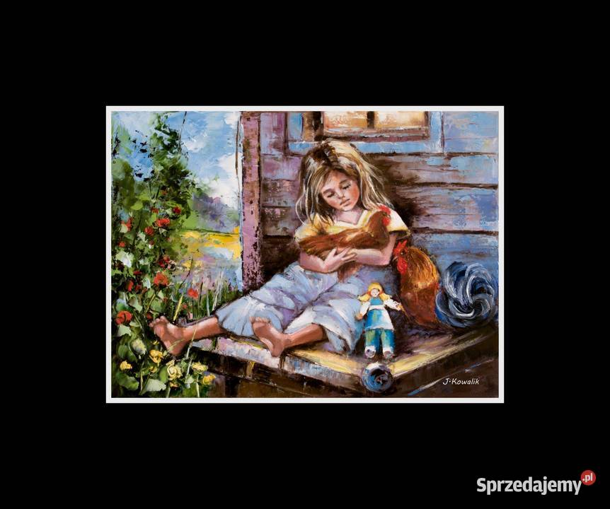 Kowalik Lato na wsi 40x30 Dziewczynka Kurki