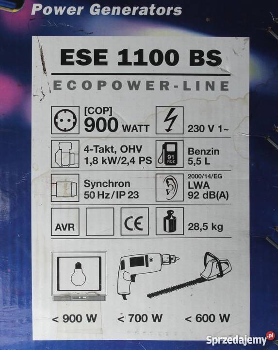 Agregat przenośny prądotwórczy ESE 1100 BS Wrocław sprzedam