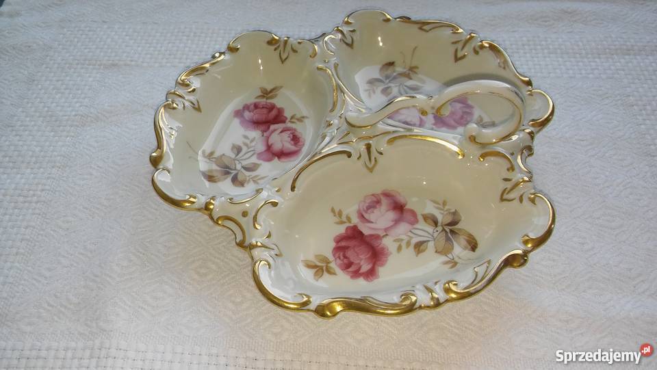 porcelanowa patera kabaret zdobiona w róże cudo Ceramika i szkło Gdańsk