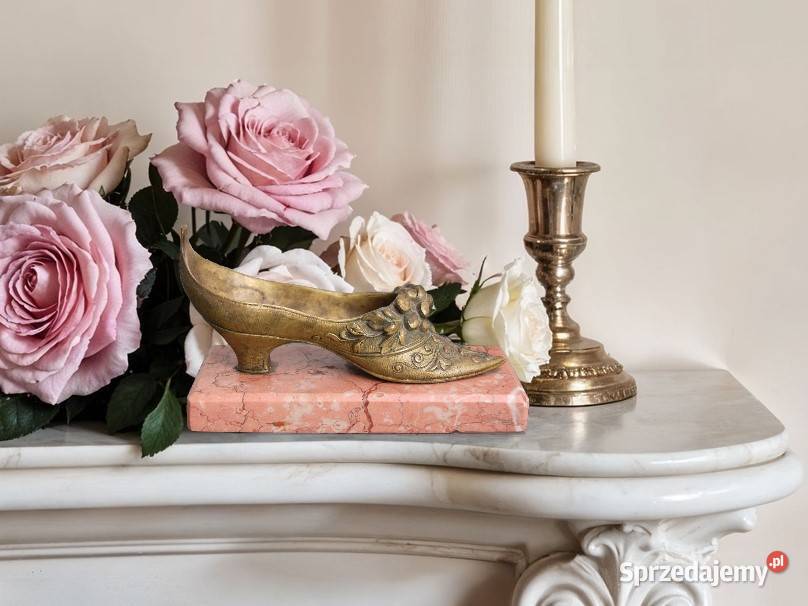 Barokowy but popielniczka mosiądz różowy marmur inny kolor lubelskie