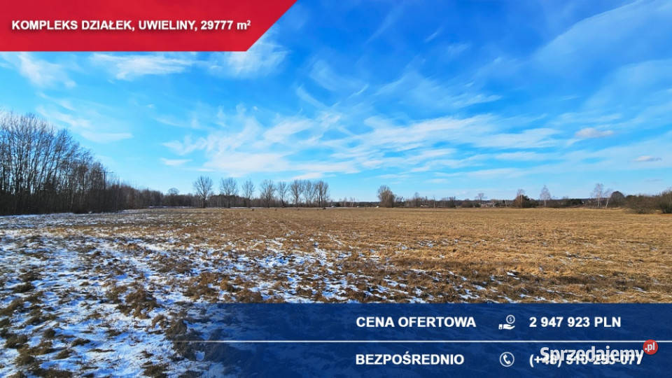 Kompleks 21 działek budowlanych 3ha Uwieliny gm 29777m2