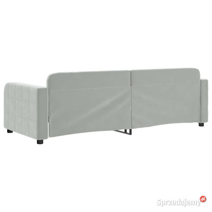 Sofa z funkcją spania jasnoszara obita aksamitem Warszawa