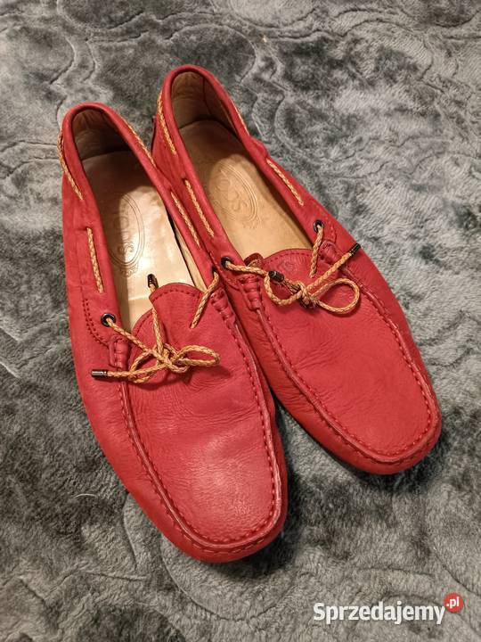 Mokasyny Tods czerwone skórzane Sandały i klapki Katowice