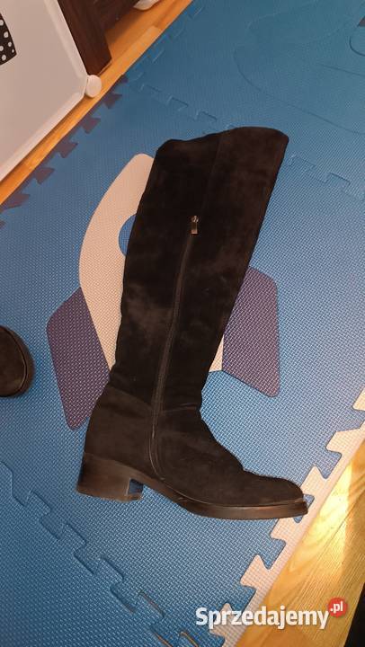 Eleganckie czarne wysokie kozaki z miękkiego małopolskie Kraków