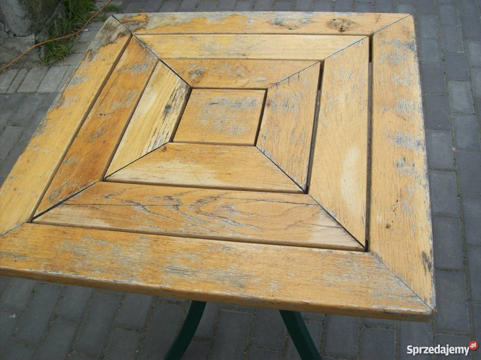 Stół ogrodowy drewniany na nodze zielonej metal Głogowa