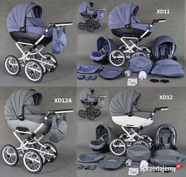 Wózek Dziecięcy Retro Roys zestaw 3w1 z kolorowy śląskie