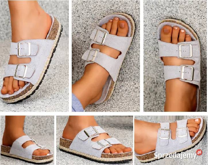 klapki birkenstock szare skóra zamsz klamry na Kielce