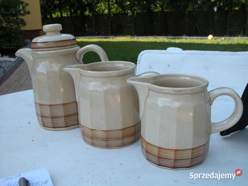 stare ceramiczne dzbanki 3 sztuki sygnowane Gorzów Wielkopolski
