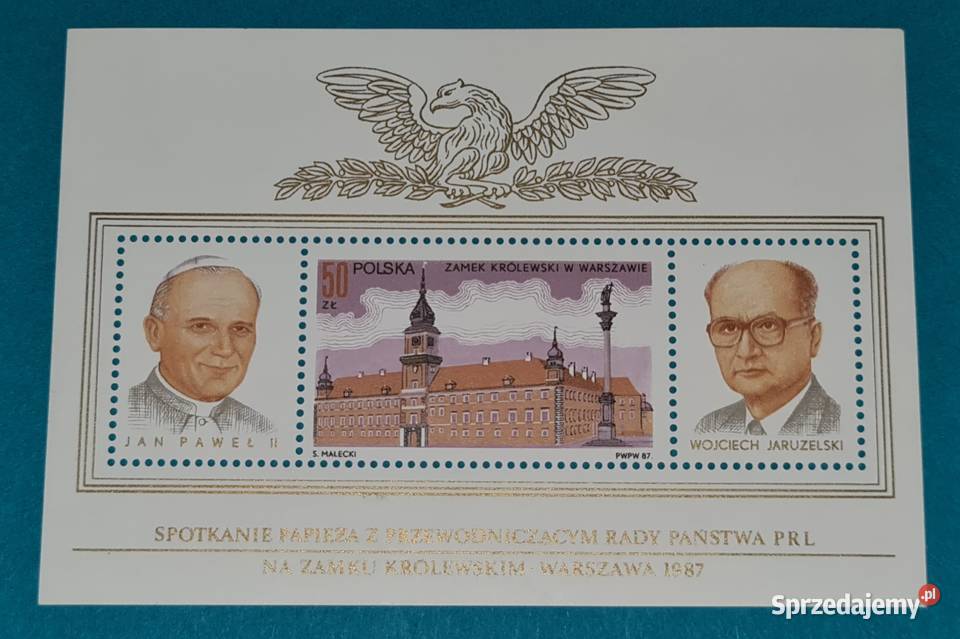 Znaczek Spotkanie Papieża z WJaruzelskim 1987r Warszawa