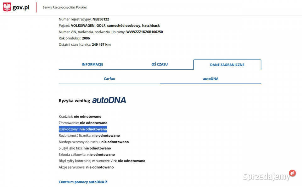 Volkswagen Golf Benzyna Zarejestrowany Elbląg