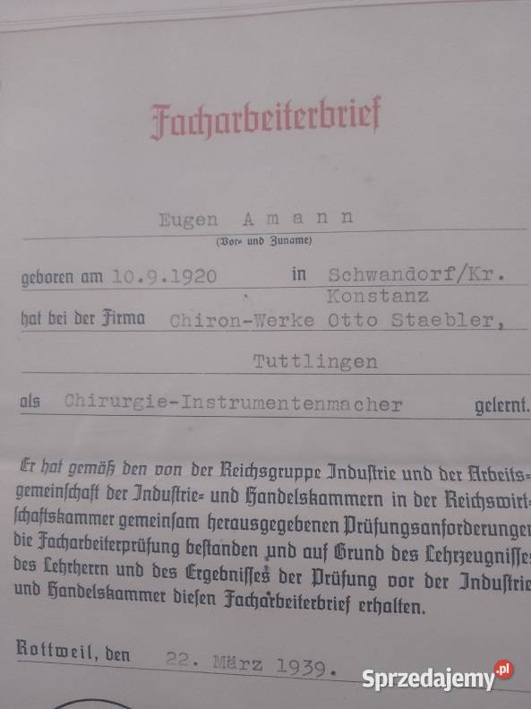 III Rzesza Dokumenty warmińsko-mazurskie Milejewo