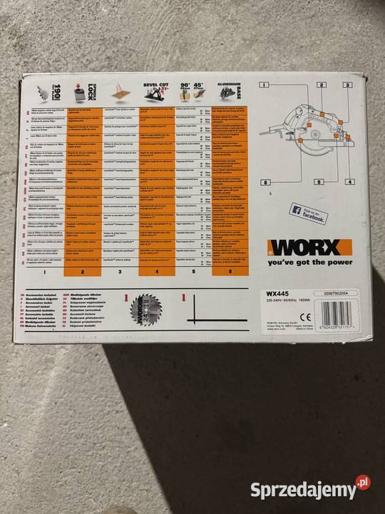 Pilarka tarczowa WORX WX445 1600W tarcza 190mm Pełch