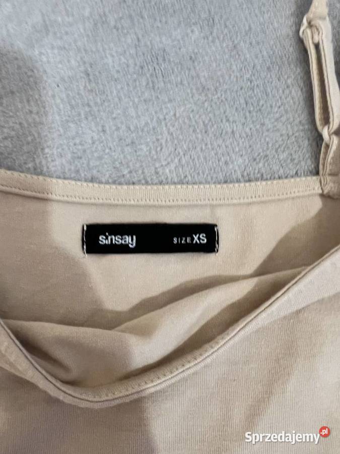 Top crop top na szelkach ramiączkach beżowy HIT Topy i koszulki Jasło sprzedam