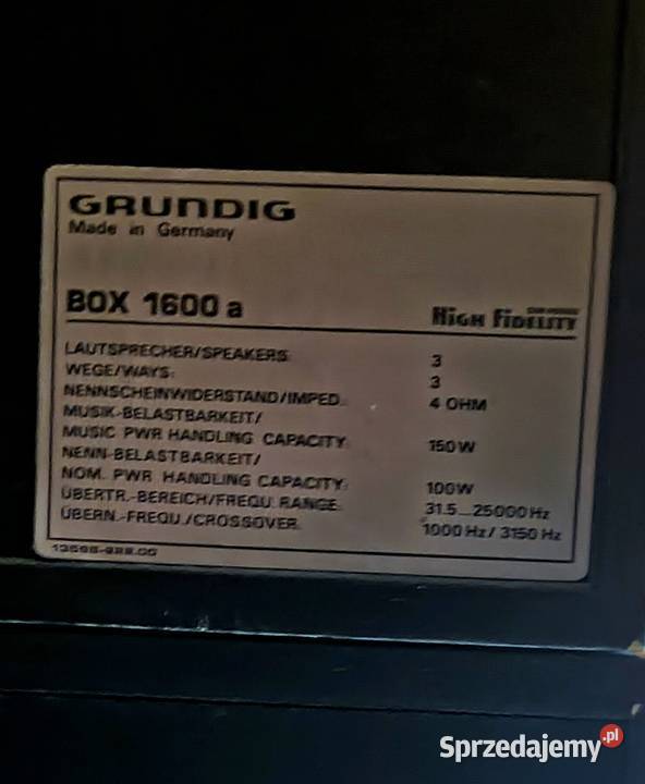 Kolumny Grundig box 1600 a 100150 Wat 4ohm Kadzidło sprzedam