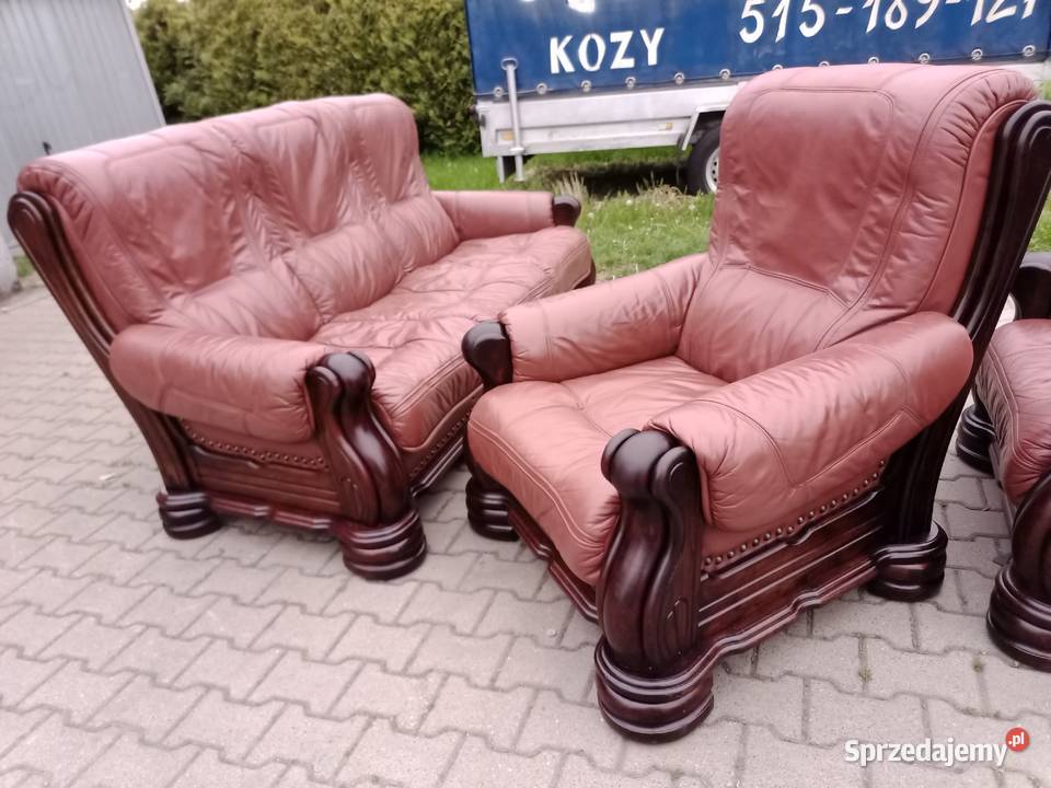 Komplet KLER Basso Rozkładany 321 i Ława dąb Kozy