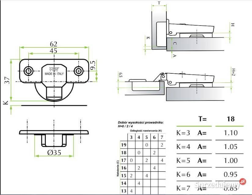 Zawiasy do drzwiczek szafki używane sprawne Łódź sprzedam