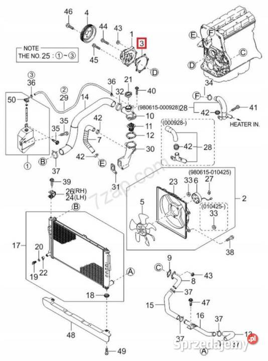 USZCZELKA POMPY WODY KIA CARNIVAL 9805 29 CRDI