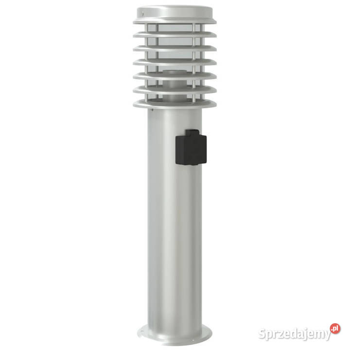 Lampy ogrodowe na słupku z gniazdkiem 3 srebrne
