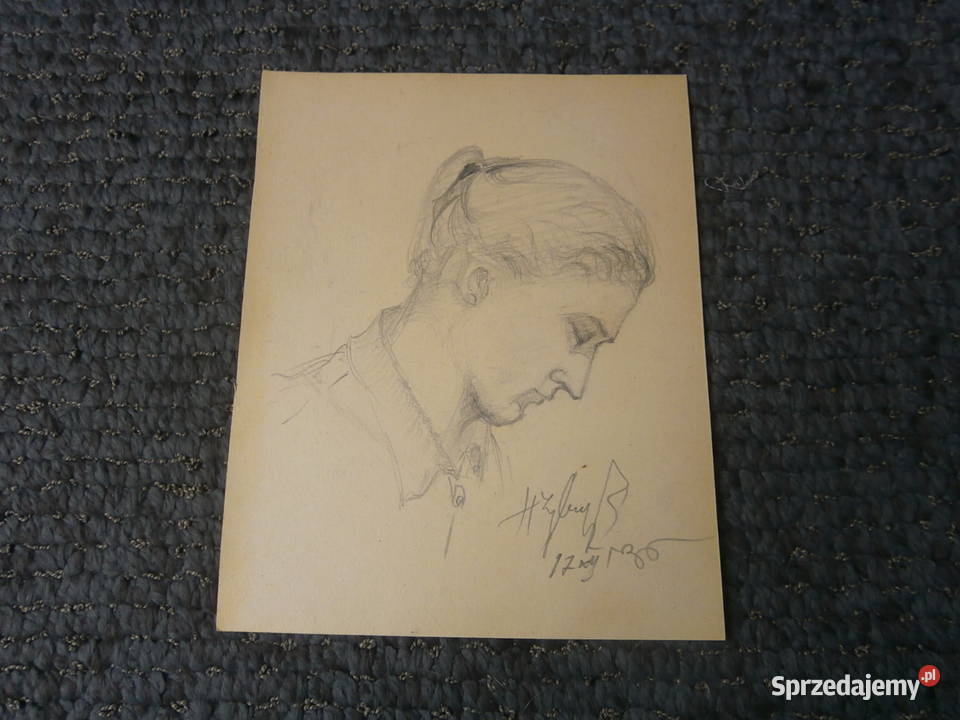 Szkic ołówkiem Kobieta sygnowany ładny stan Łódź sprzedam