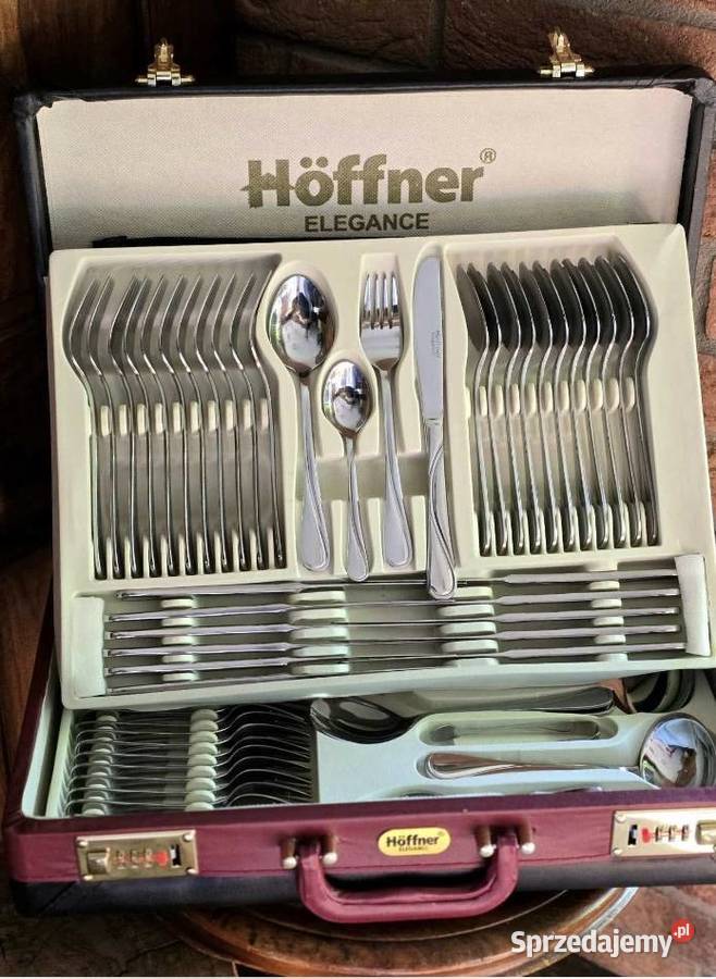299 Walizka czarno brązowa sztućce Hoffner na 12 śląskie Zabrze