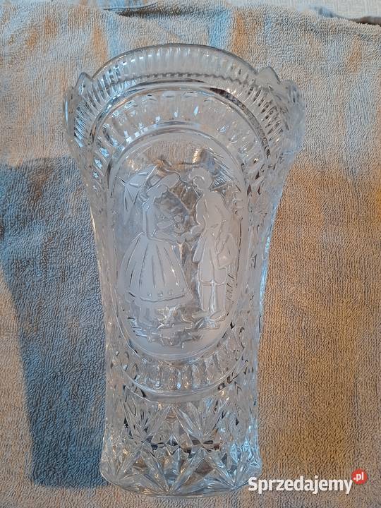 Duży wazon Bohemia wzór scenka rodzajowa retro Koźminek