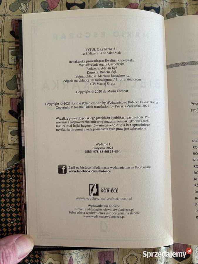 Mario Escobar Bibliotekarka z SaintMalo Proza i poezja