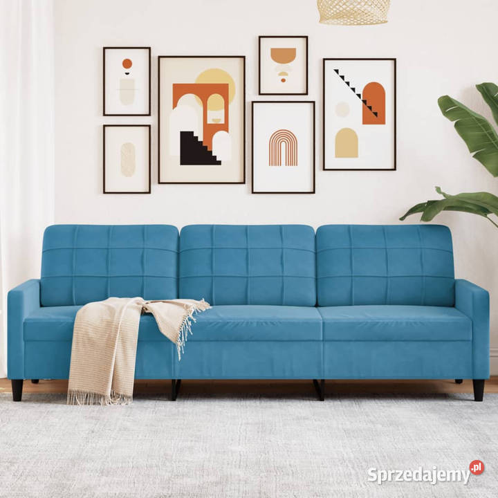 Sofa 3osobowa niebieski 210 obita aksamitem Warszawa