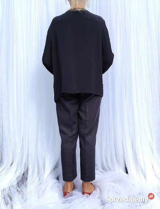 Czarna bluzka top XL 42 Monsoon wiskoza koraliki czarny Szczecin