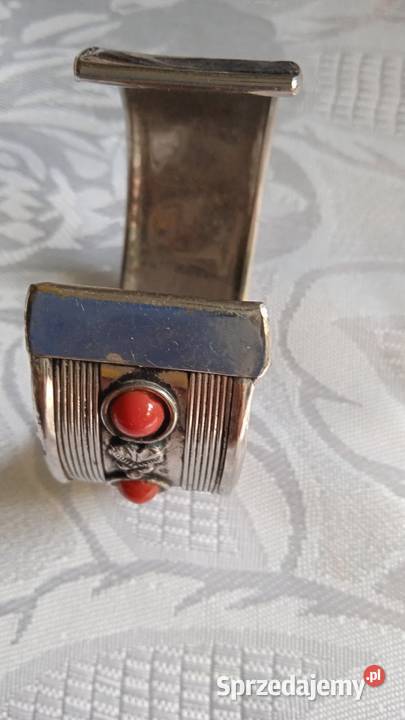 WIEKOWA SREBRZONA BRANSOLETA Z KORALEM